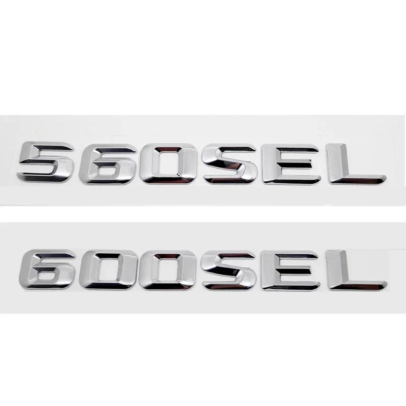 ABS Kovová Samolepka na Auto Zadní Kufr Čísla Písmena Znak pro Mercedes Benz 300SEL 500SEL 560SEL 600SEL Znakové Samolepky Dekorace