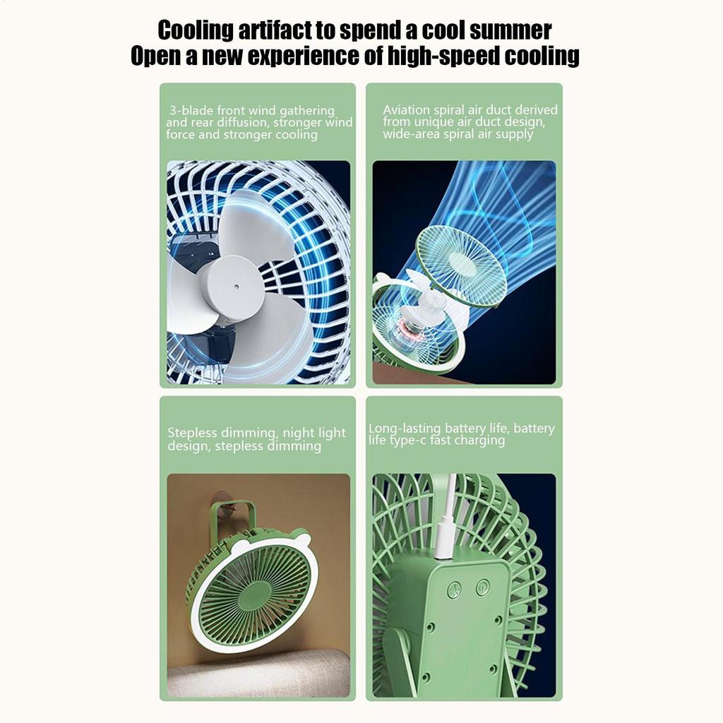Desk Fans Small Quiet Portable Personal Fan Desktop Cooling Rechargeable Cool Gadgets With Night Light 3 Speeds Wall Mount For