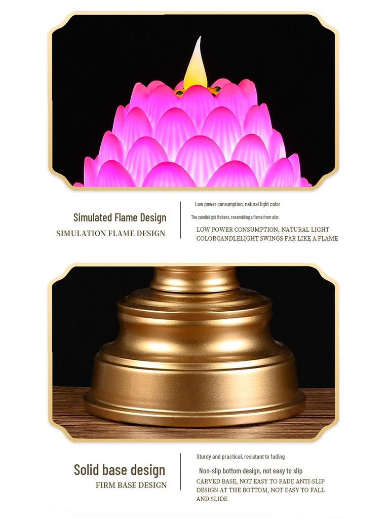 LED Lotus Flame Lamp: Floating Candle Holder with Plug-in/Battery Options, Ideal for Home or Buddha Offerings