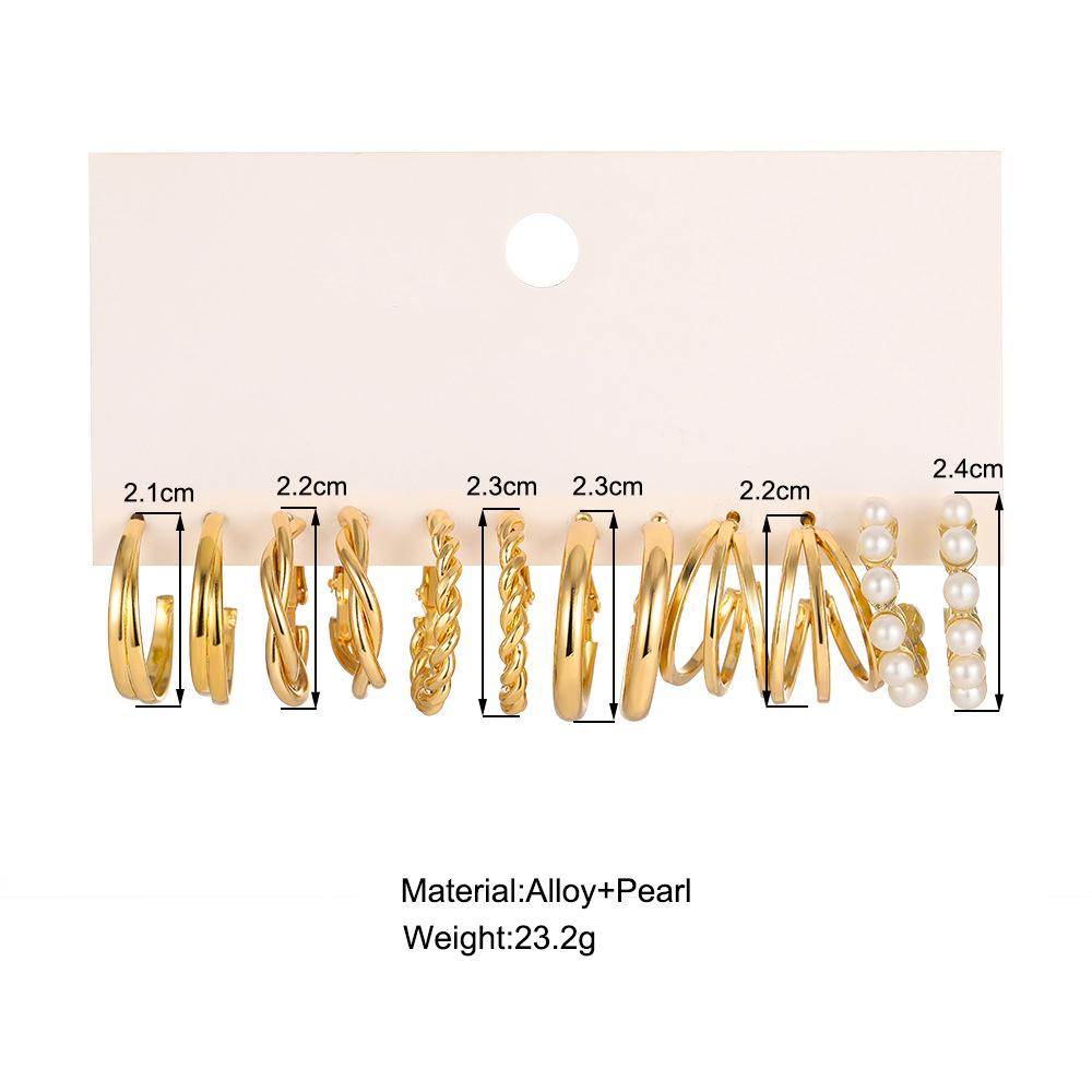 Bohemia Vintage Pearl Circle Hoop Earring Set for Women Girls Heart Butterfly ShapeDrop Earring Zircon Ear Studs Jewelry