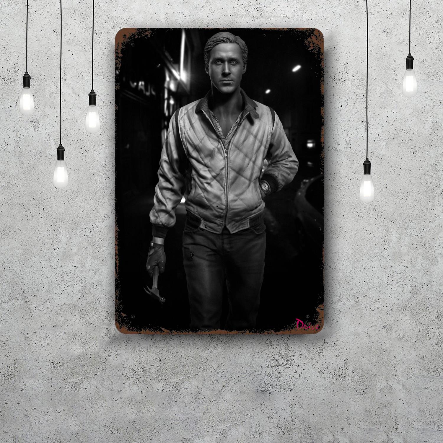 

ryan gosling Classic Poster Rusty Metal Plaque Retro Decorative Plate Bar Man Cave Garage Club Metal Sign Wall Decoration 20x30cm（7.8x11.8inch）