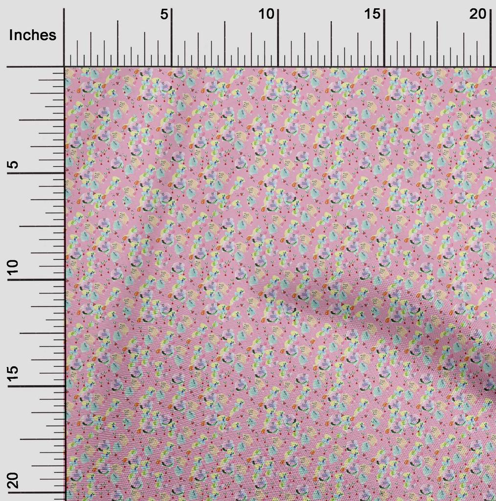 oneOone Cotton Flex Fabric Brush Stroke & Fruits Print Fabric By Yard 40 Inch