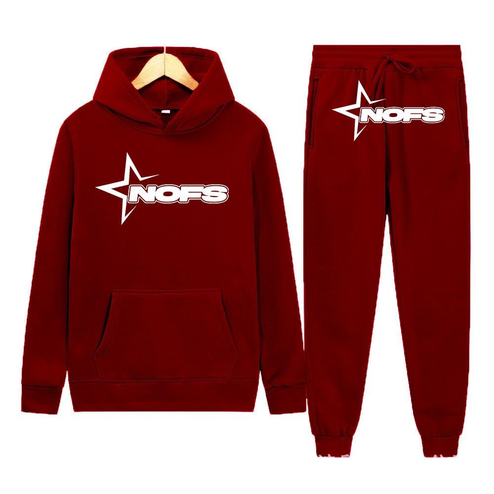 Neues hellblaues Set Y2K Herren-Set Streetwear Hip Hop Print Locker Hoodie Zweiteiliges Set