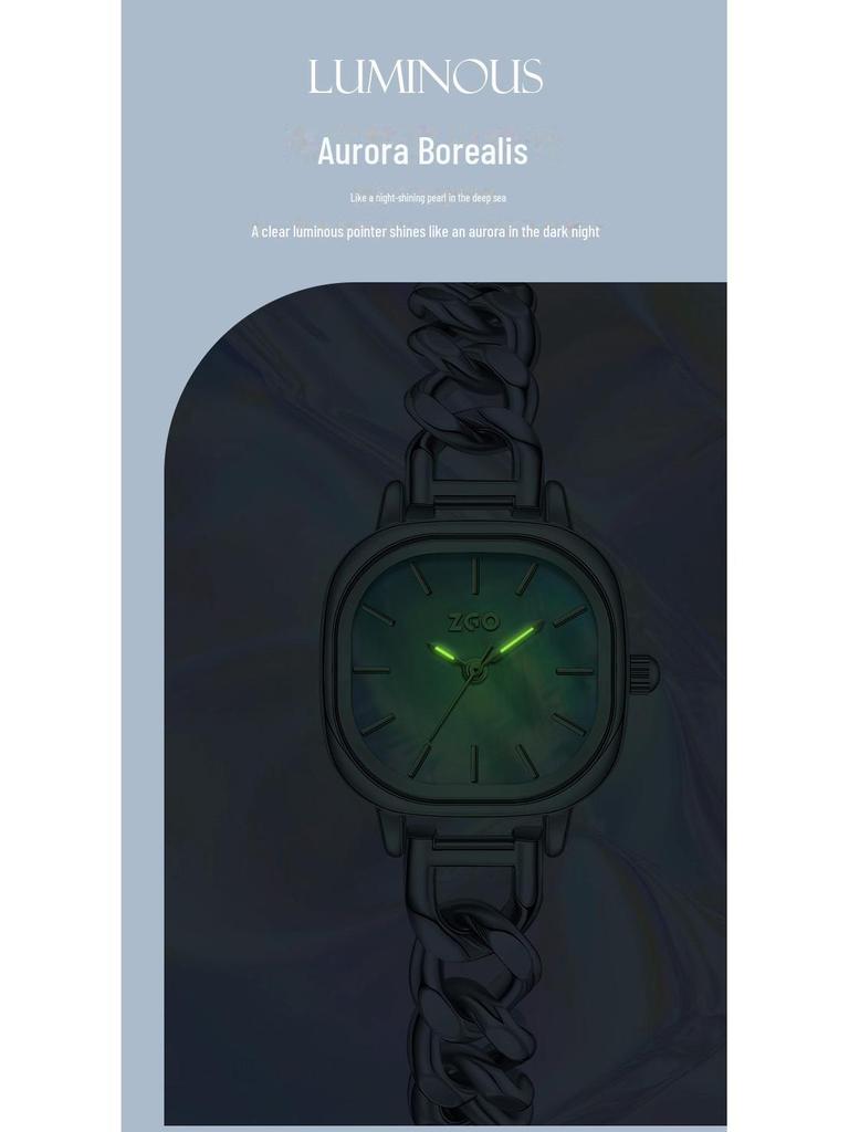 Zhenggang ZGO Damen Leichte Luxus Quadratische Uhr - Perlmutt Armbandstil