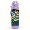 1PC Daisy Flower Window Frame Print 750ml Color Plastic Sports Water Bottle Leakproof Flip Straw Lid Suitable for Sports Office Home Use