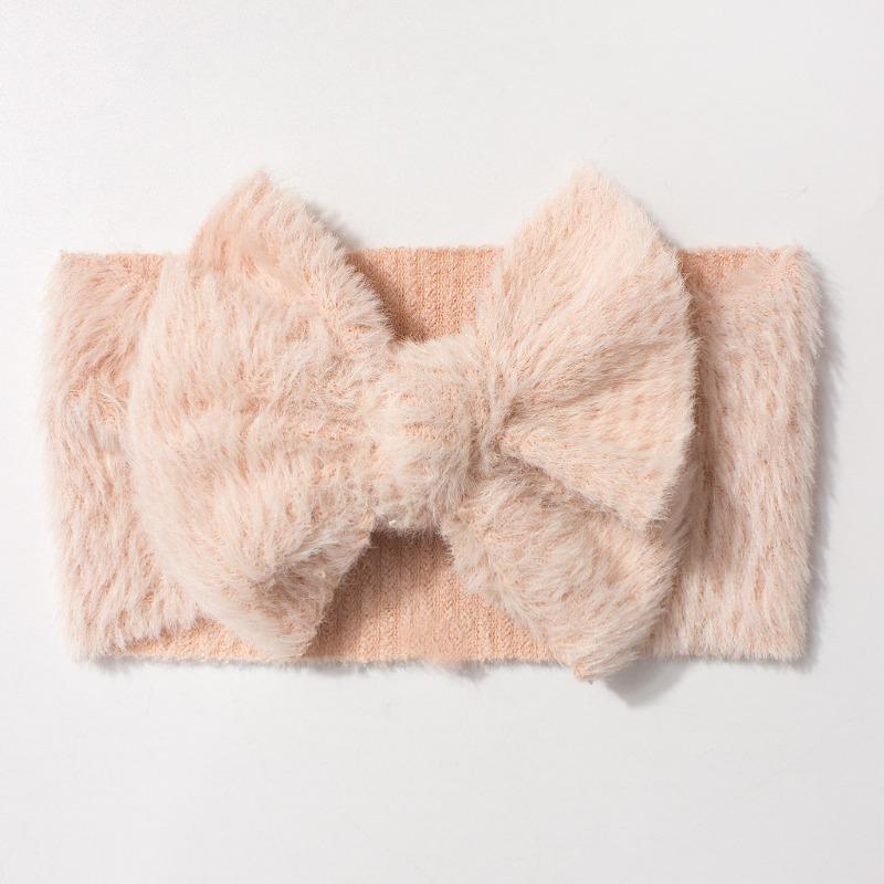 New baby plush headband, cute bow wide-brimmed children's headscarf, warm baby hair accessories in autumn and winter