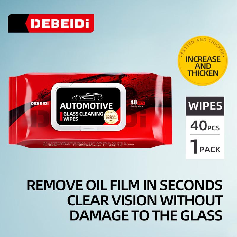 Car Glass Oil Film Removal Wipes Car Window Glass Oil Film Remover Oil Film Cleaning Wipes Glass Windshield Cleaning Wipes 40pcs 1PACK