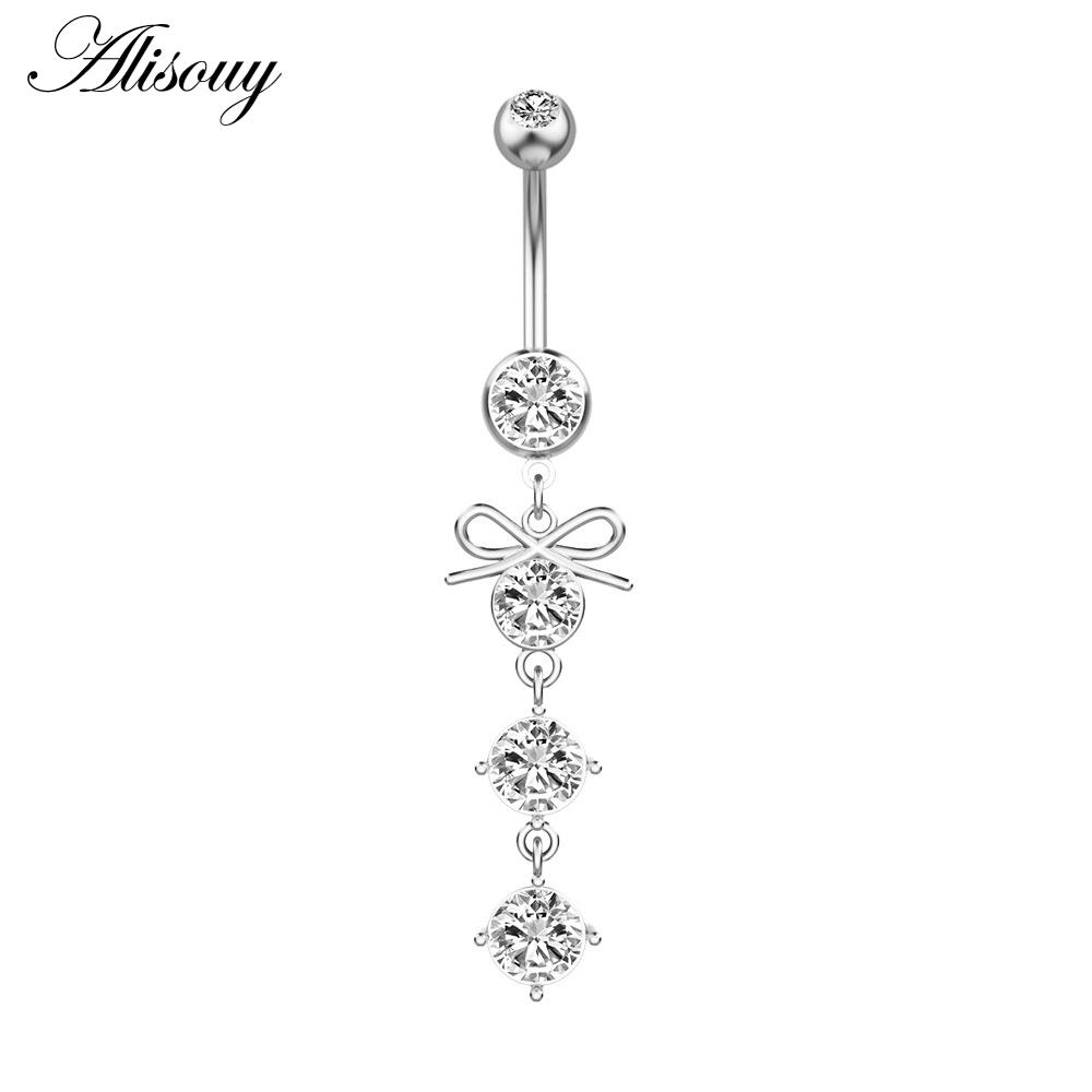 

Alisouy 1pc Сталевий цирконієвий кристал Сексуальне кільце для живота Сова Зірка Місяць Серце Квітка Пупок Пірсинг для жінок Ювелірні вироби Style 4