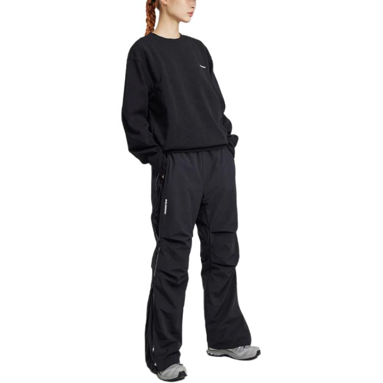 Salomon Solid Color Elastic Waist Straight Loose Casual Pants Unisex bottoms Black LC2392100