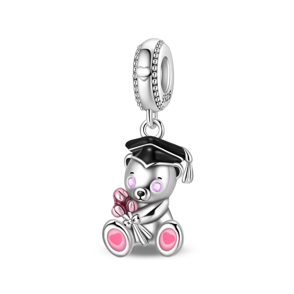 925 Silver Polar Bear Love Bead Happy Bear Series Fit Diy Bracelet Necklace Cute Kids Birthday Party Gifts
