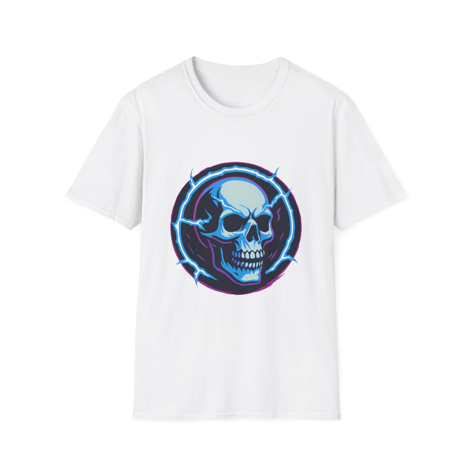 

Unisex Softstyle T-Shirt Skull Electric Neon Energy Voltage Brain Power 5XL різнокольоровий