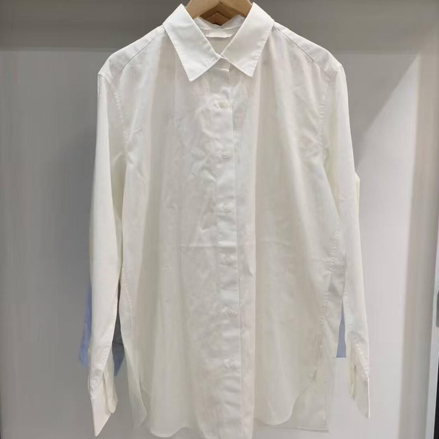

Women s Long-Sleeve White Cotton Shirt - Casual Commuting Formal Wear High-Quality Top Medium