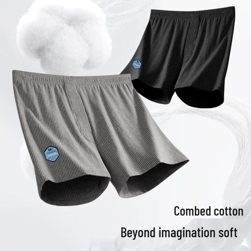 Nanjiren Men's Cotton Antibacterial Loose Boxer Shorts