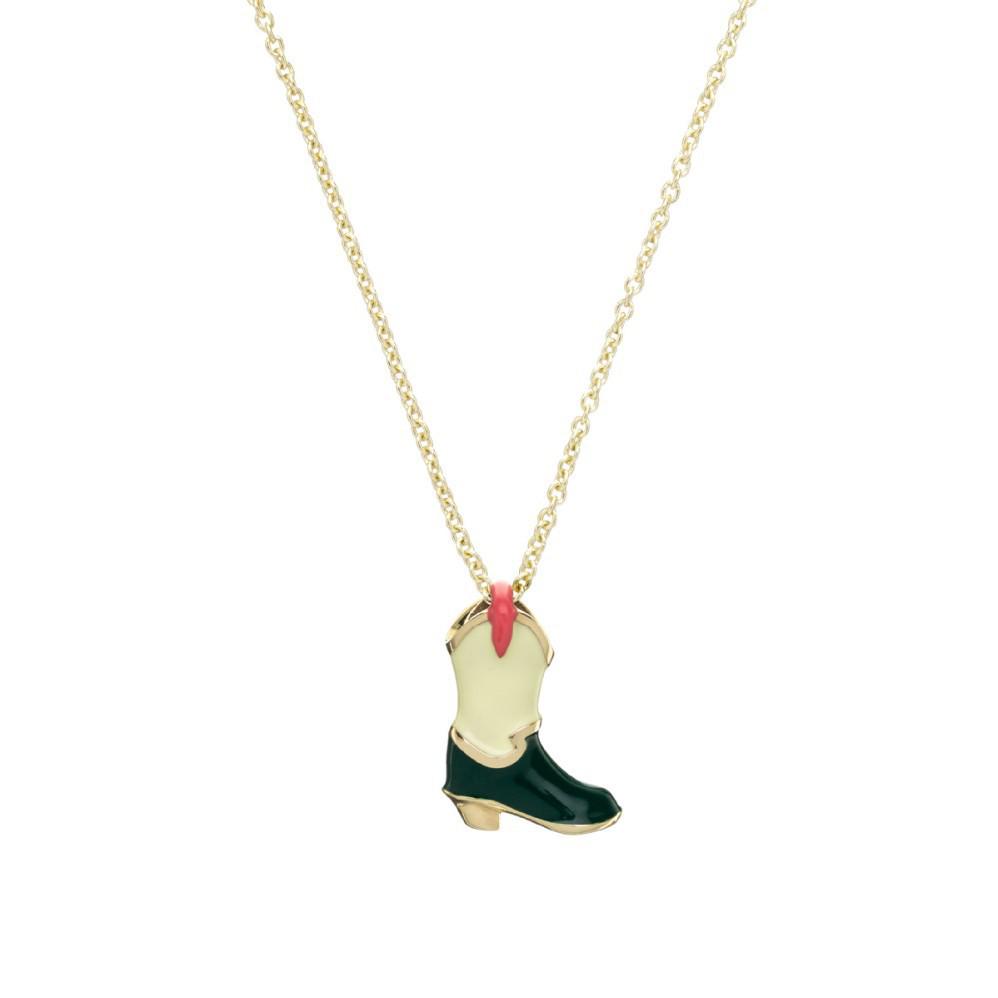 18k Gold Denim Boots, Hat Pendant, Necklace & Silver Retro Style Ornaments