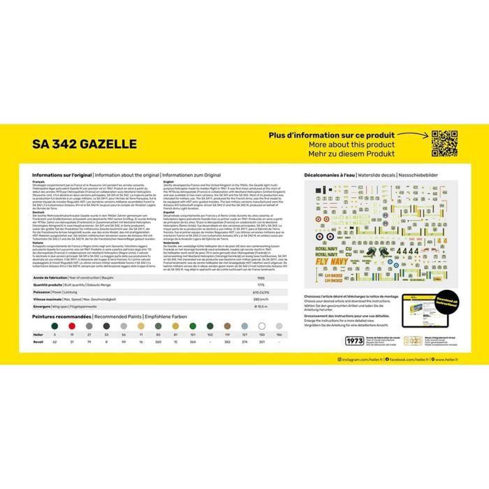 Modell HELLER 80486 - Luftfahrt - Hubschrauber SA 342 GAZELLE - 57 Teile
