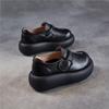 Johnature Genuine Leather Thick Soled Women's Shoes Round Toe Lightweight Retro Flat Platform Shoes