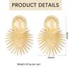 Fashion Exaggerated Oval Sun Hanging Ear Clip for Women Big Personality Statement Earrings Without Pierced Jewelry Accessories