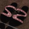2025 Summer Rhinestone Flat Hollow Outdoor Women's Sandals, Sizes 40-43, Single Strap
