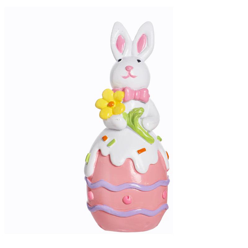 WTEMPO Easter Indoor & Outdoor Decorations, Home Cute Resin Easter Egg Rabbit Decor Ornaments, Party Gifts