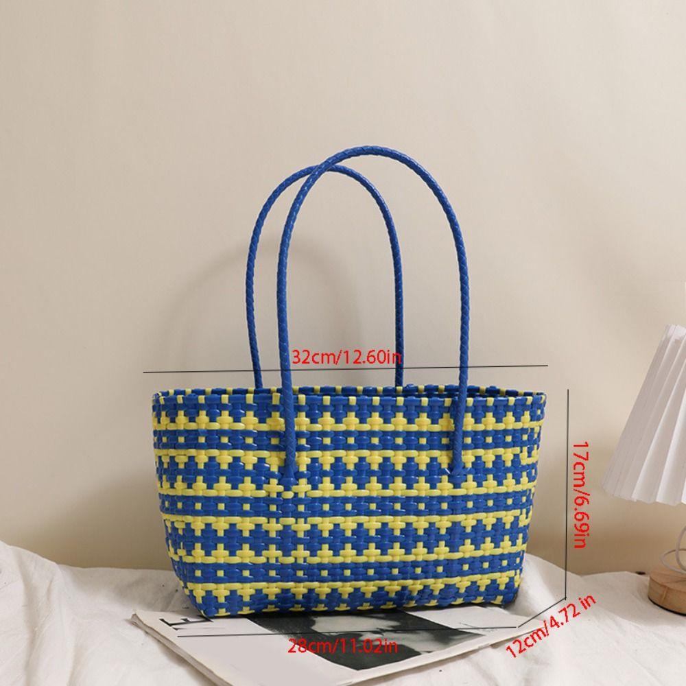 Vacation Style Weave Bag Bohemian Style Beach Tote Bag Casual Plastic Handbag  Girls
