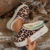 Leopard Thick Bottom Indoor Slippers For Women 2025 Winter Warm Thick Plush Home Slippers Comfort Platform Metal Rivet Slides