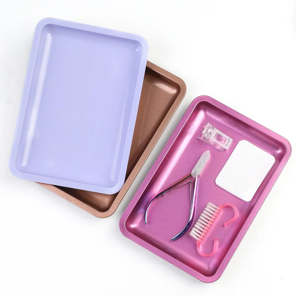 1PC Square Cosmetic Storage Tray Nail Art Manicure Plate Tweezers Clippers Pens Container False Nails Dish Tools Beautilux Tray