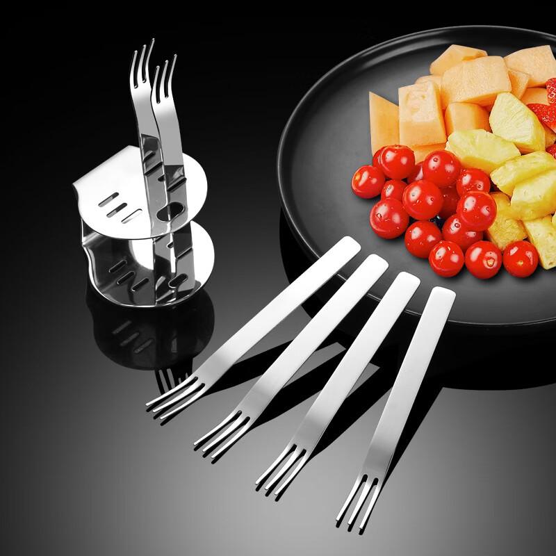 304 Stainless Steel Fruit Fork Set with Storage Rack