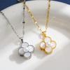 Four-Leaf Clover Titanium Steel Rotating Quicksand Necklace - Women's Elegant Luxury Clavicle Chain