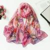 Lotus Geogette Medium-Long Silk Printed Scarf Summer Sunscreen Shawl Mom Gift Style Dance Versatile