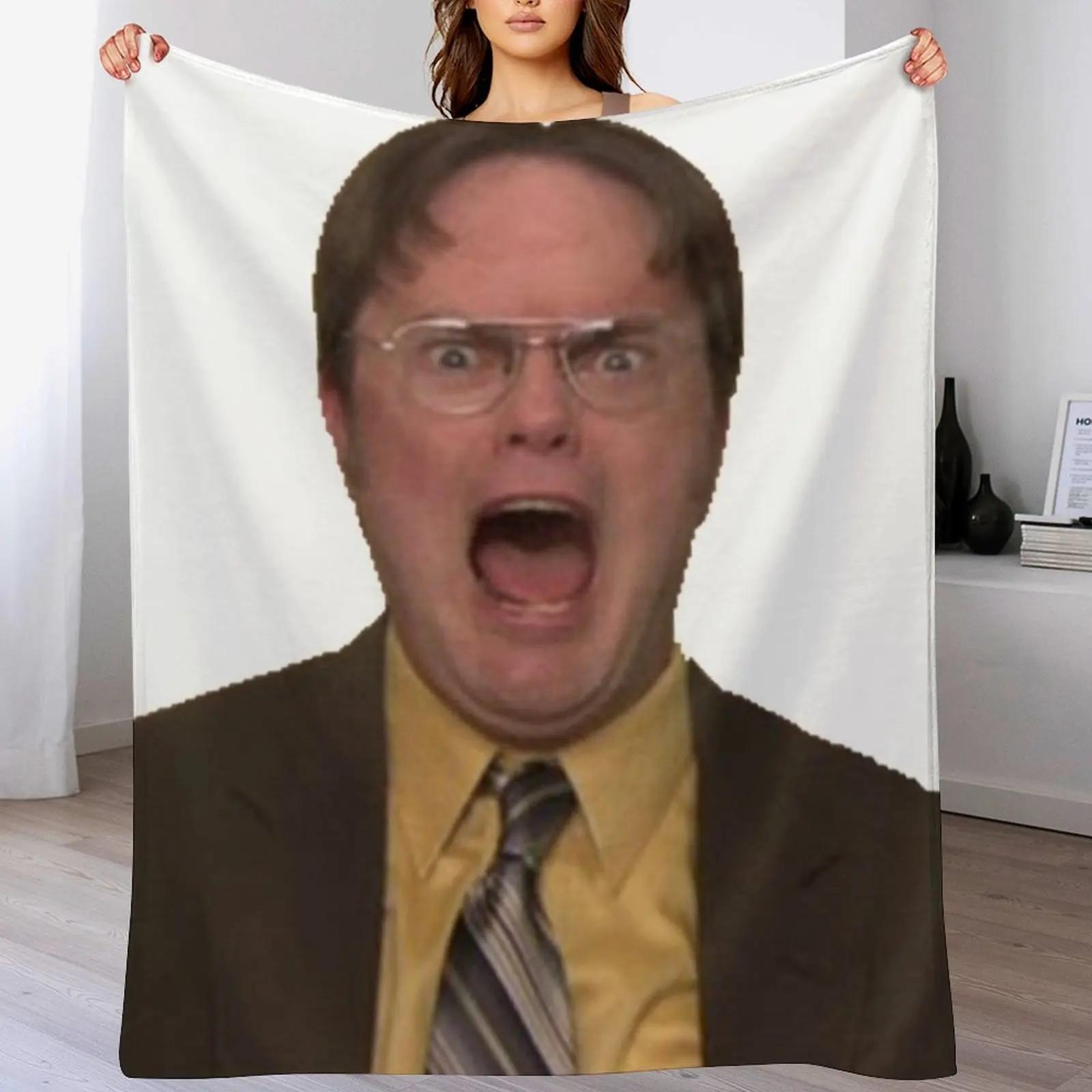 

Dwight Schrute Screaming Throw Blanket Compact Warm Blanket for Car Road Trip 102x76cm(40x30in)