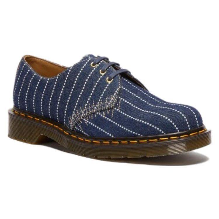 Dr. Martens Leather Round Toe Lace-Up Low-Top Casual Shoes Unisex Casual Shoes Blue 27509793