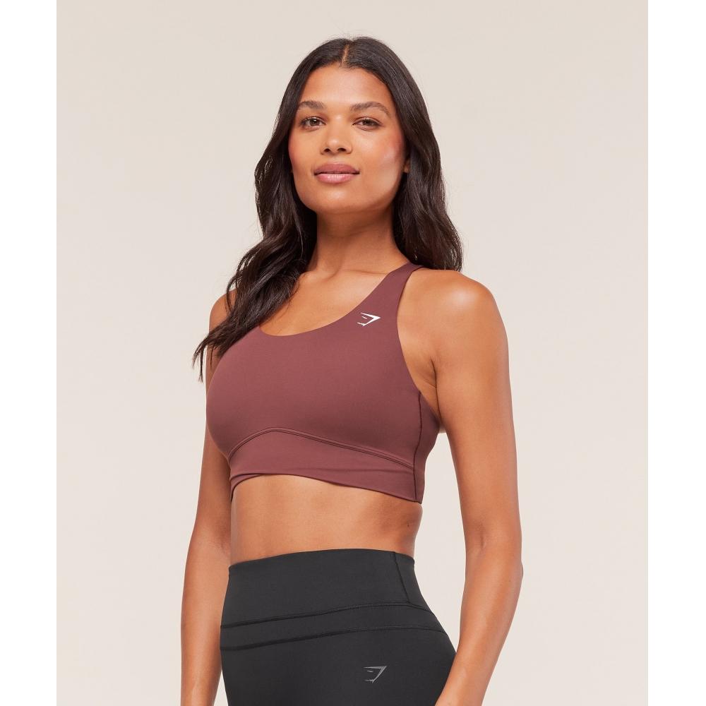Gymshark Cross Over Sports Bra Burgundy Brown B4b6m Rbqv