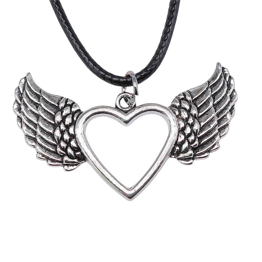 

Ожерелье с сердцем и ангелом, мужские аксессуары, принадлежности для ювелирной цепочки, длина 45 + 4 см A18-1pcs-47x29mm