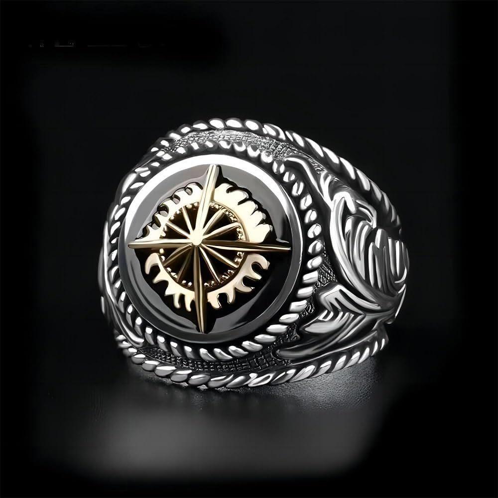 European and American Rings Men's Hip-hop Retro Domineering Light Ring Single Ring