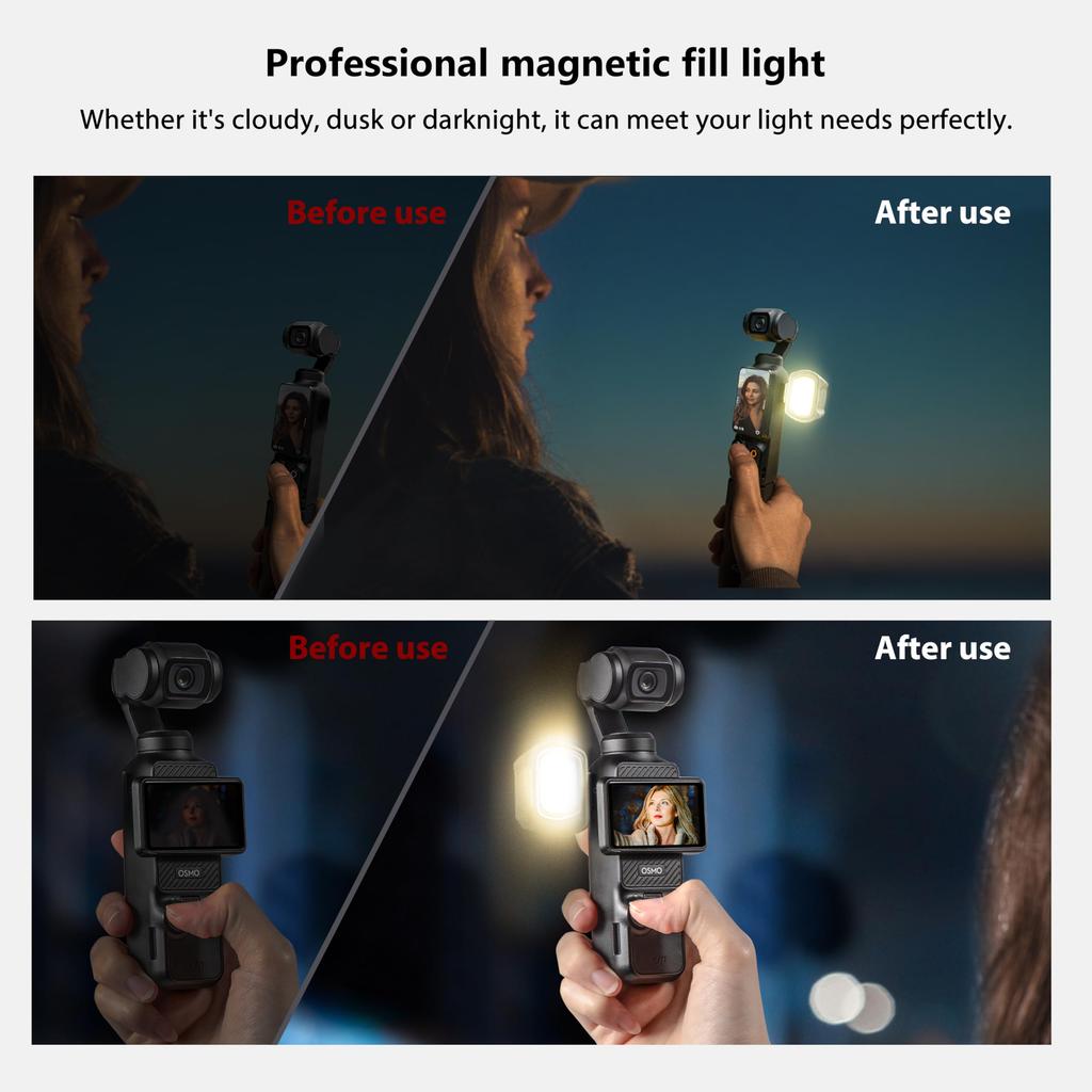 STARTRC Osmo Fill Light for Pocket 3 Creator Magnetic Fill Light Compatible with Pocket 1 Action Camera Accessories Combo, 3/Pocket 2/Pocket