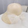 Spring and summer new lace mesh top hat women's sunscreen sun hat pearl bow decorative holiday mesh hat