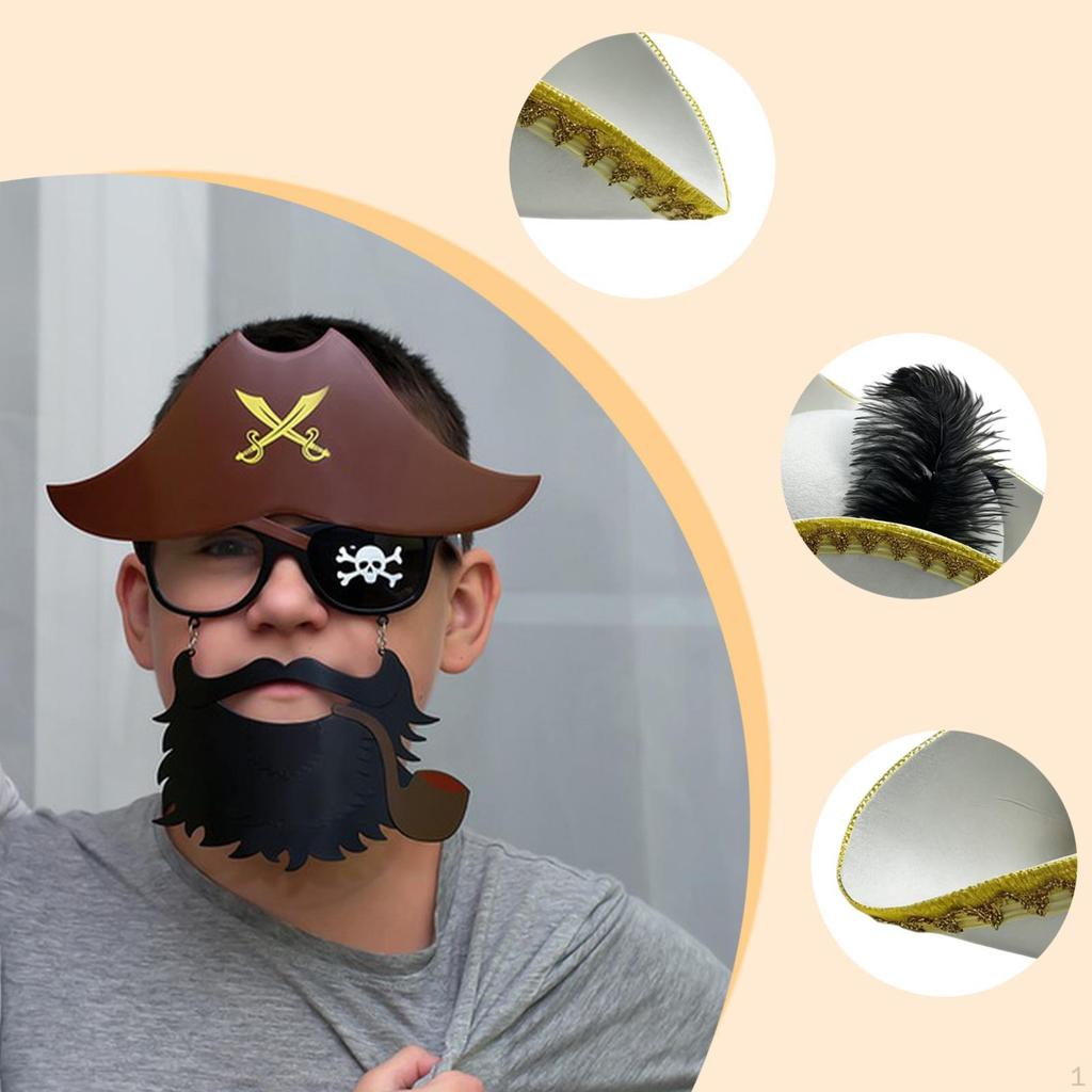 Pirate Hat Birthday Comfortable Gift Headdress Halloween Festival with Feather