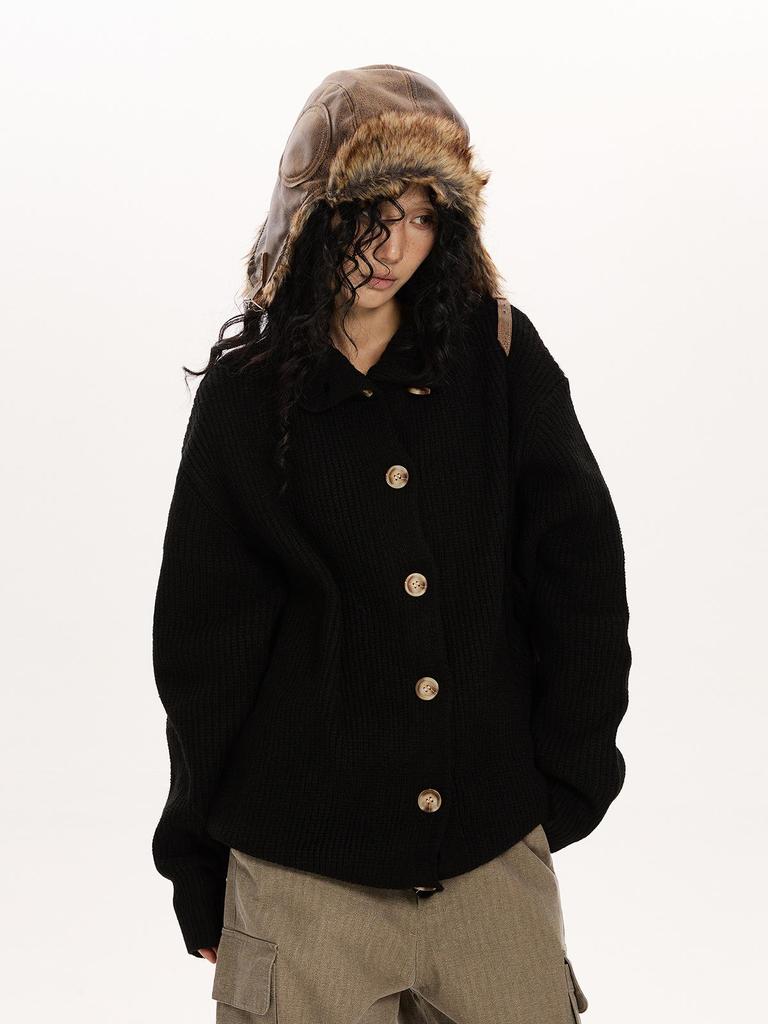 2025 Herbst/Winter Vintage Knopf Stehkragen Pullover - Damen Elegant & Lässiger Strick-Cardigan-Stil