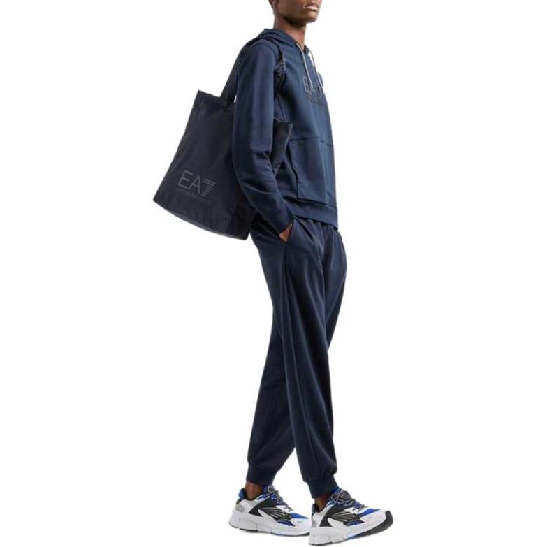 Emporio Armani EA7 SS25 Logo Letter Hooded Drawstring Long Sleeve Sweatshirt Men Sweatshirt Navy-Blue 7M000230-AF13512-UB102