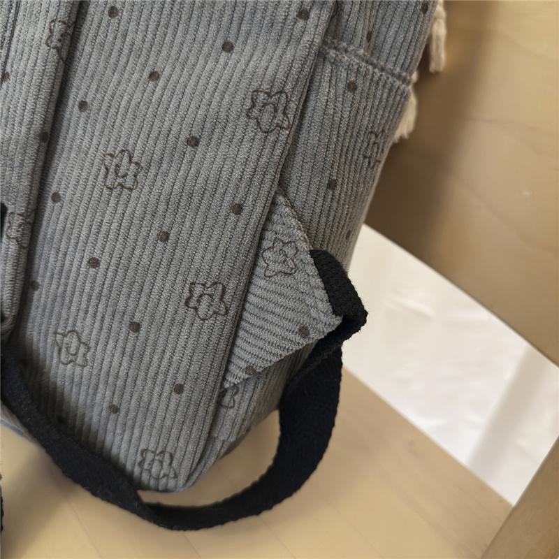 Women's Corduroy Student Schoolbag Printed Backpack