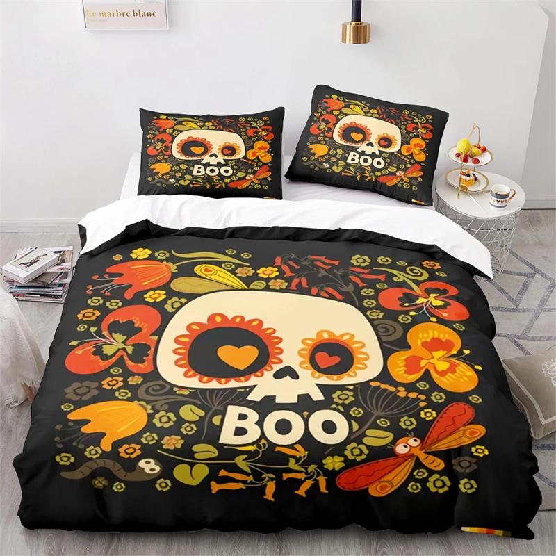 Halloween Boo Duvet Cover Cartoon Eyes for Kids Teens Adults Gift Little Monster Ghost Polyester Quilt Cover Bedroom Decoration