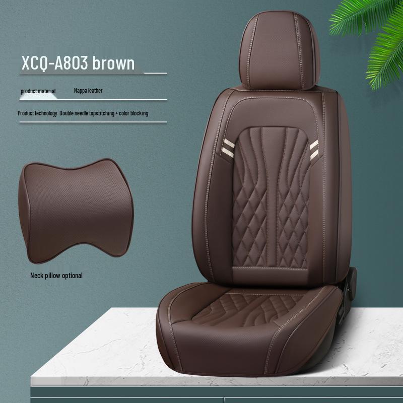 All-Season Nappa Leather Car Seat Cushion - Breathable, Perforated Universal Cover