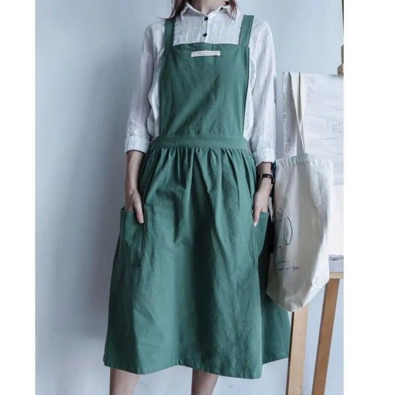 Korean Style Pleated Apron Light Blue Home Garden Household Merchandises Household Cleaning Tools Aprons
