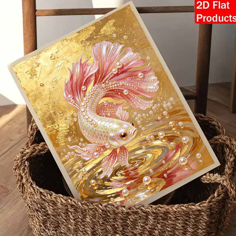 Animal Series Betta Fish Pearl Painting Diy Handmade 5D Highvalue Hanging Living Room Decoration Painting
