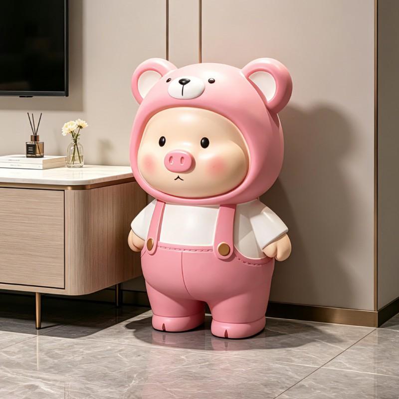 Large Capacity Cartoon Piggy Bank Decorative Figurine Living Room Saving Money Only In Not Out