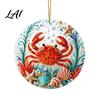 Artistic Home Decor Accessories Ocean Theme Pearl Art Hanging Ornament 2D Flat Acrylic Coastal Durable Sea Life Suncatcher Beaded Pattern