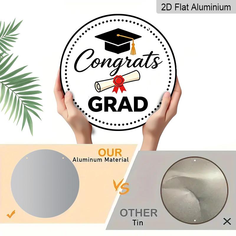 2D Flat Aluminum Graduation-themed Wall Decorations, Available in Various Sizes, Featuring A Minimalist Black and White Style A Perfect Choice for
