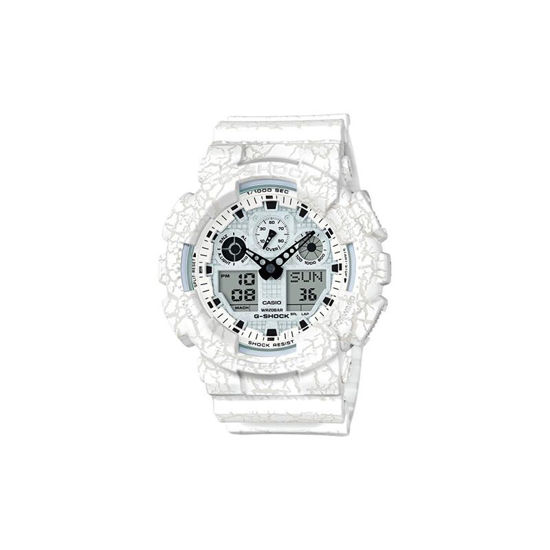 

Casio LCD/pointer dual display series sports waterproof trend fashion marble burst pattern quartz movement resin strap Japanese and Korean GA-100CG-7A белый