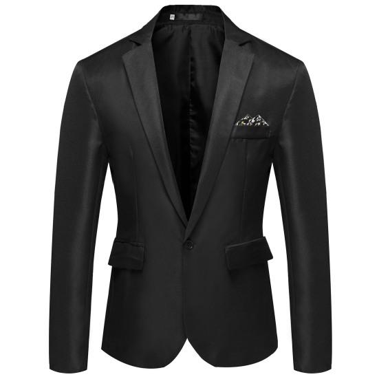 Blazer Casual da Uomo alla Moda con un Bottone e Risvolto, Manica Lunga, Tasca Decorativa, Giacca Completo, Abbigliamento da Lavoro