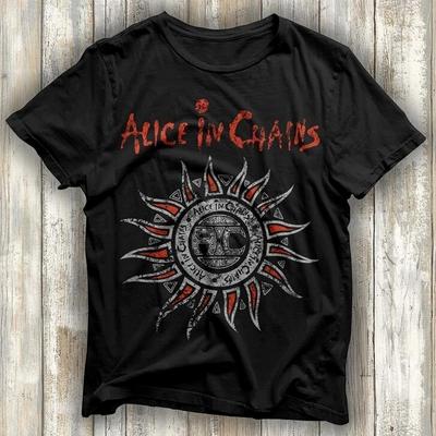 Alice in Chains Sonnenlogo T-Shirt Unisex Schwarzes Baumwoll-T-Shirt Größe S5XL Unisex T-Shirt